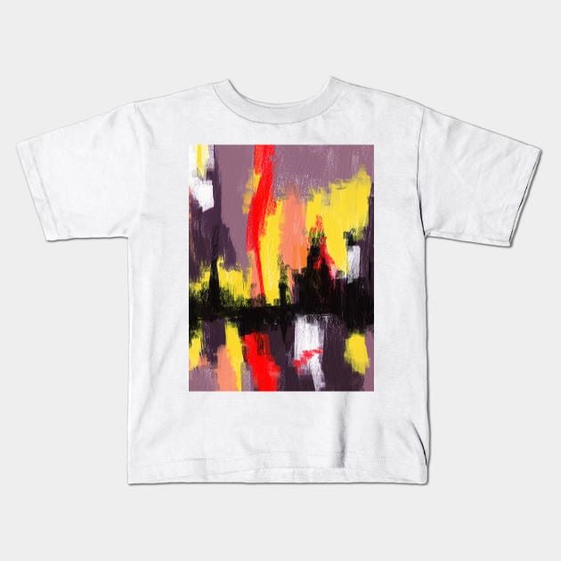 Vibrant Night abstract oil painting Kids T-Shirt by Doodle Intent